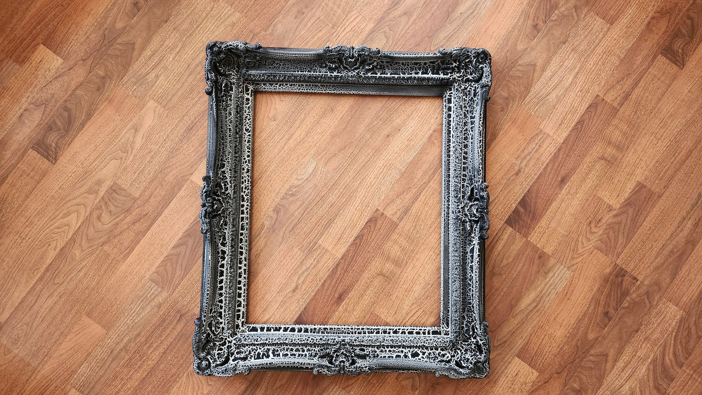 20x24 Crackled Black Frame, Ornate Gothic Rustic Photo Frame