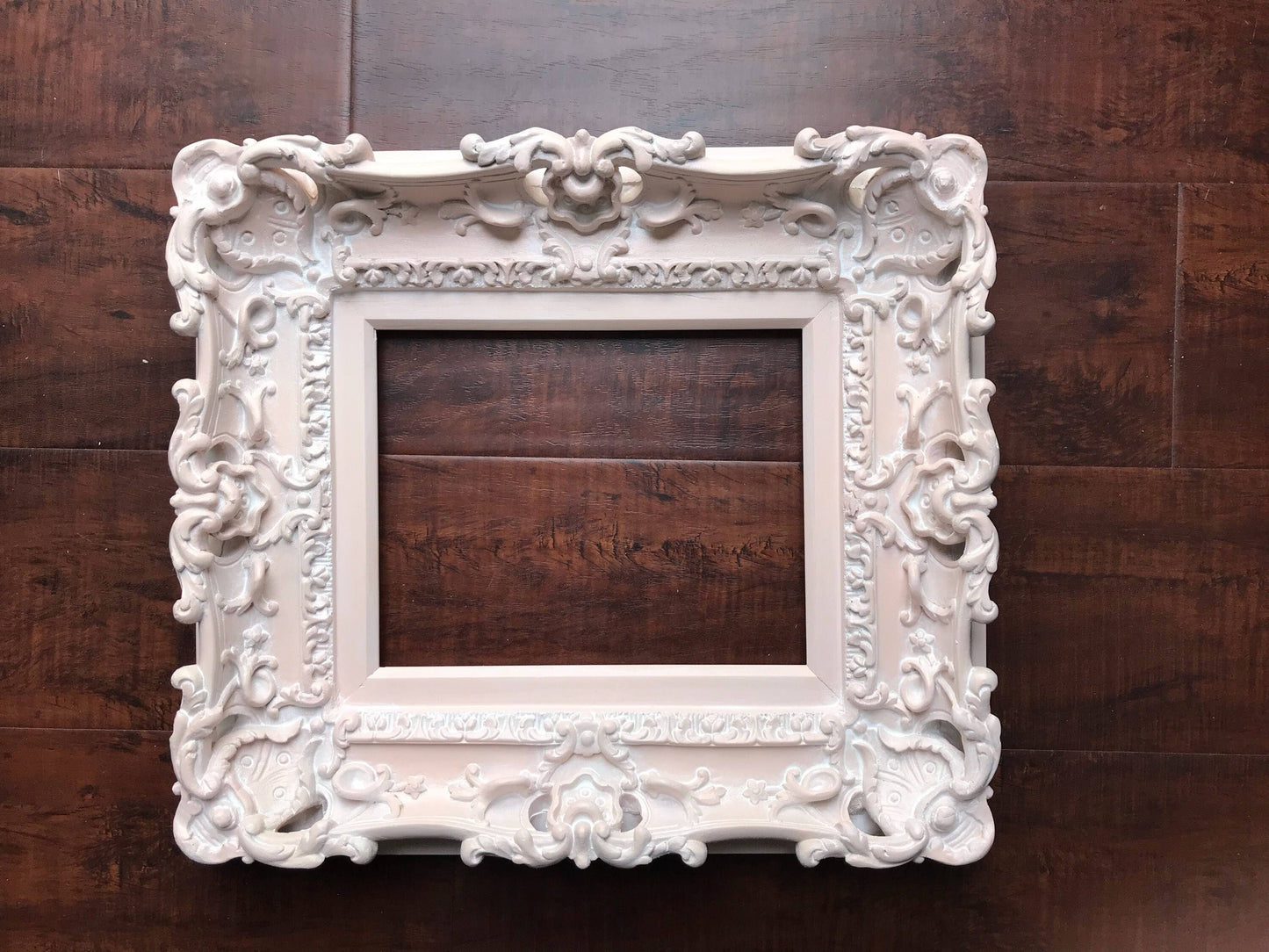 8.5x11 Vintage Picture Frame, Distressed Peach Frame, Original French Fancy Frame