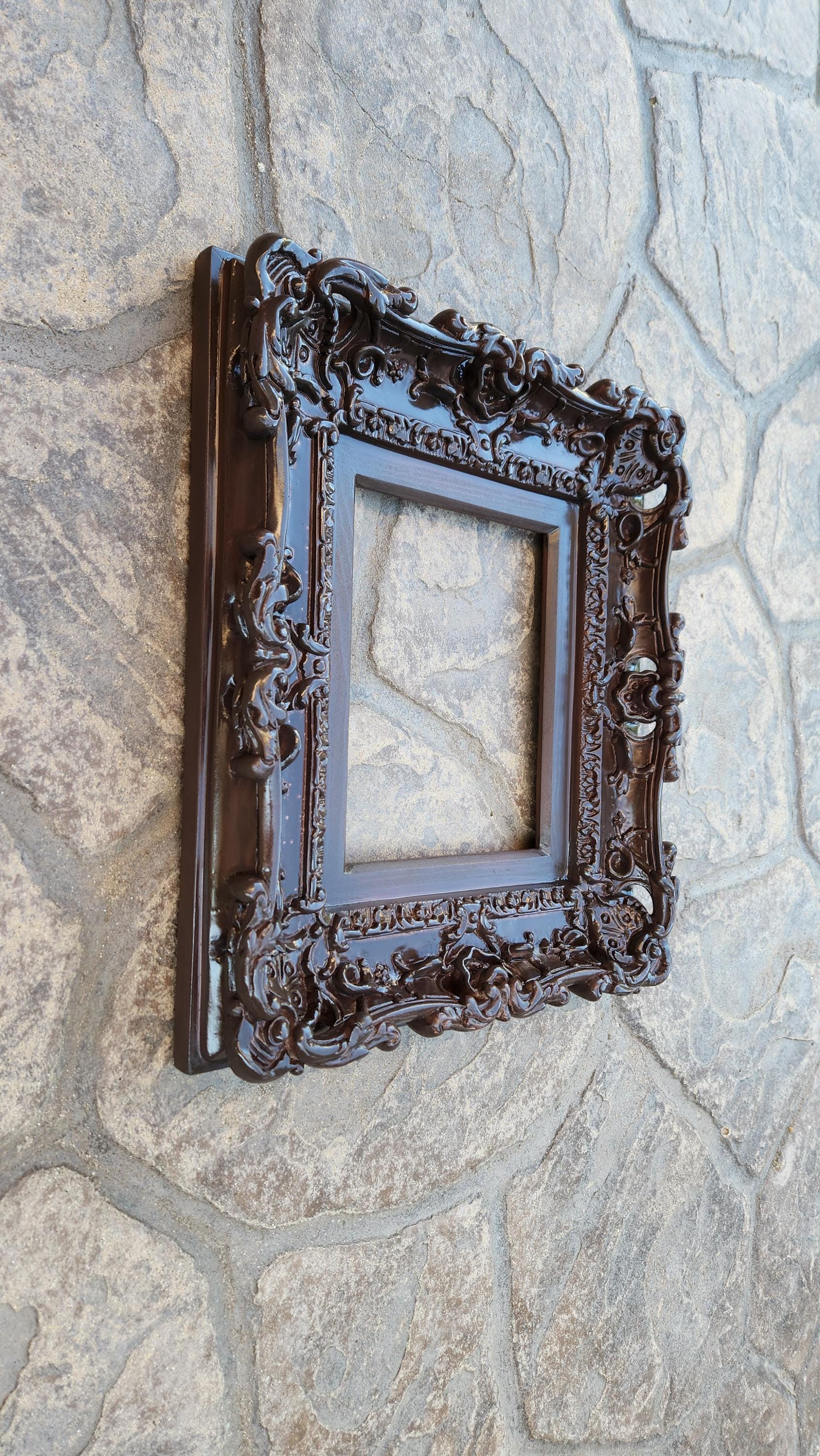 8x10 Brown Picture Frame, Art Baroque Frame, Poster Frame, Ornate Picture Frame, Fancy
