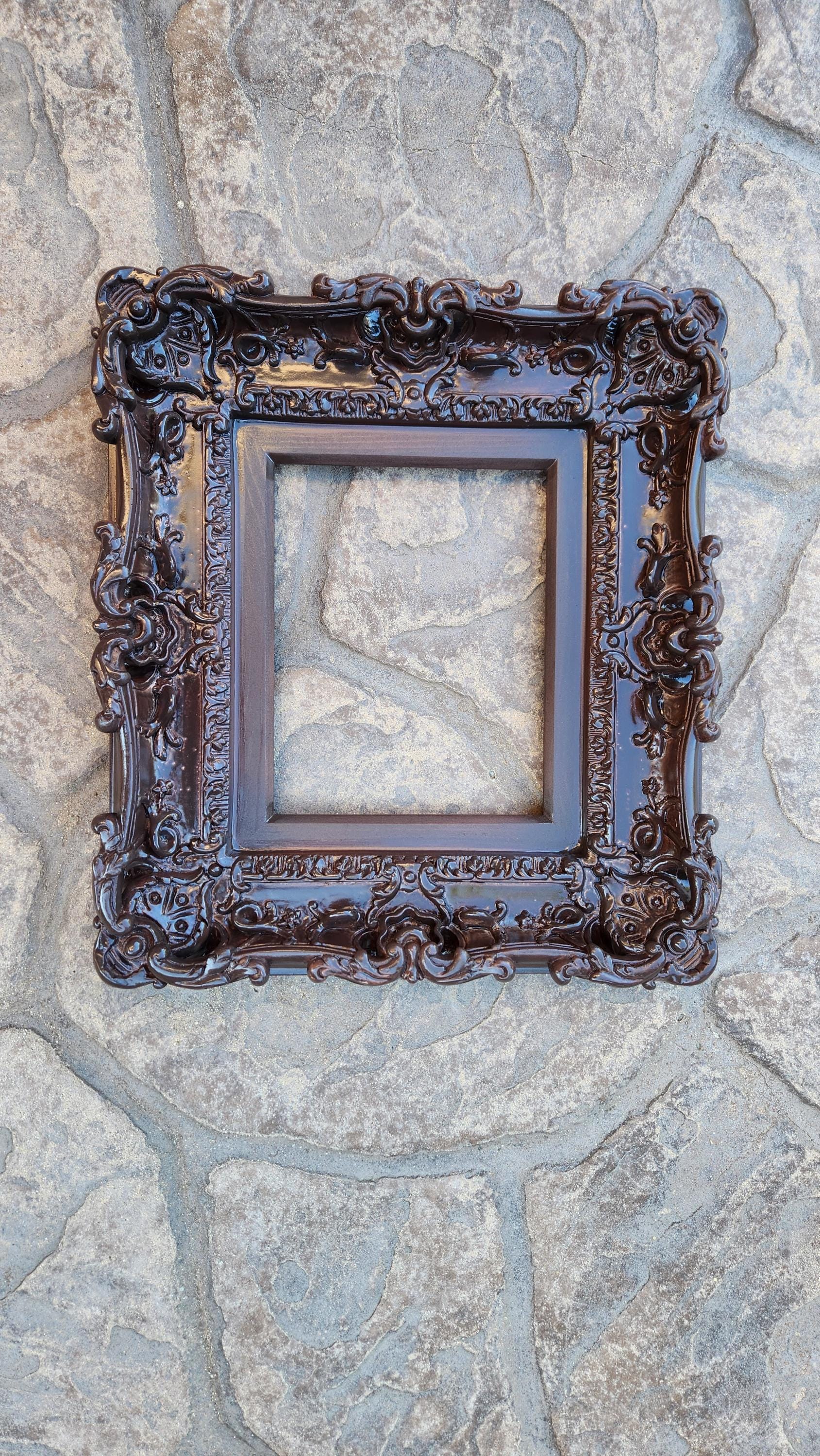 8x10 Brown Picture Frame, Art Baroque Frame, Poster Frame, Ornate Picture Frame, Fancy