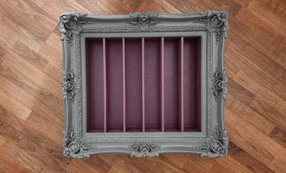 20x24 Gray Ornate Hanging Frame, Display with Shelves, Nail Polish