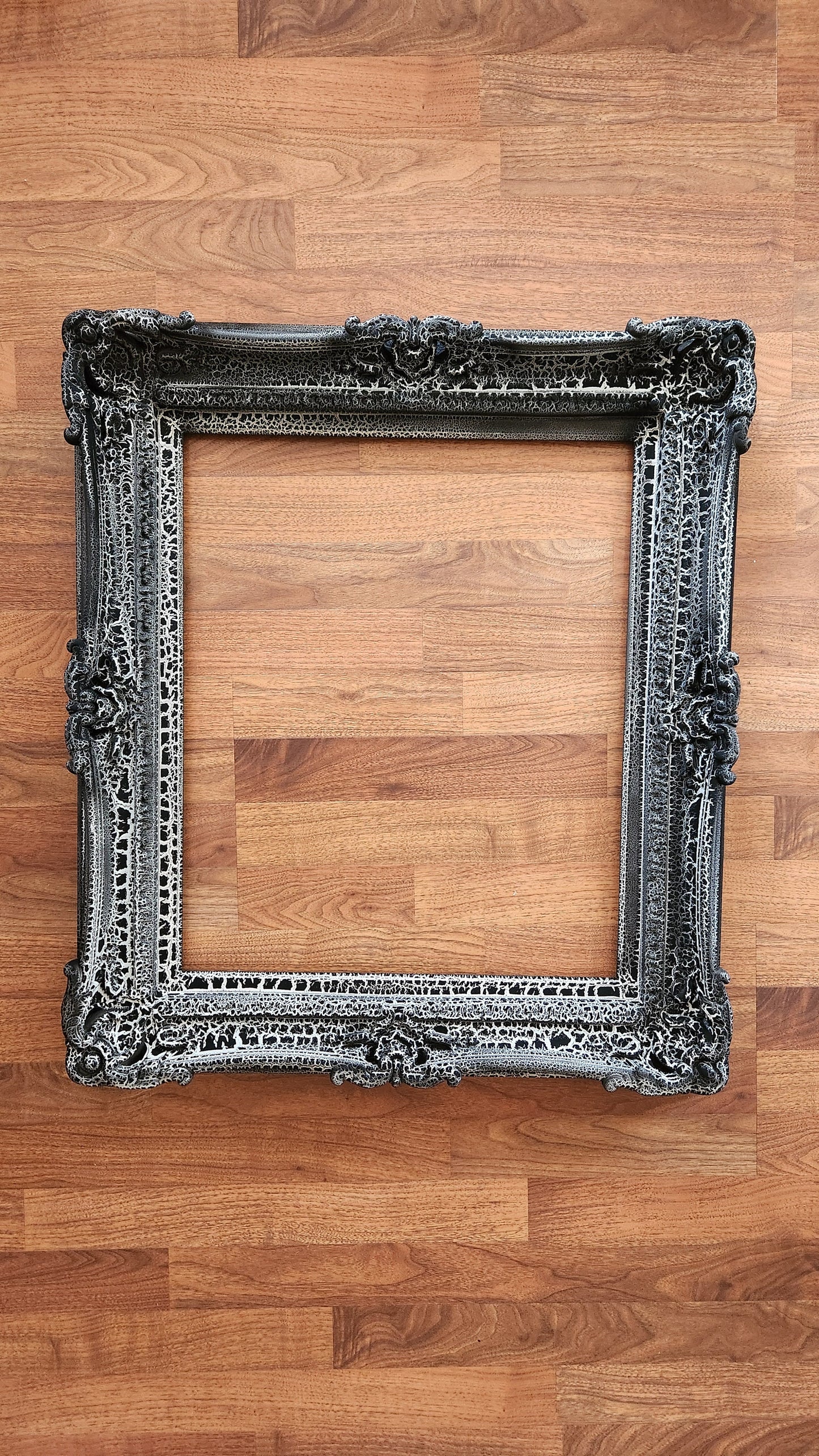 16x20 Black Crackle Picture Frame, Baroque French Frame, Ornate Antique Frame