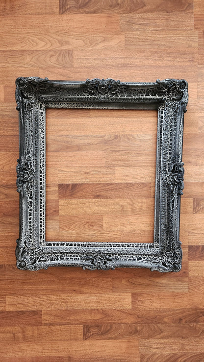 16x20 Black Crackle Picture Frame, Baroque French Frame, Ornate Antique Frame