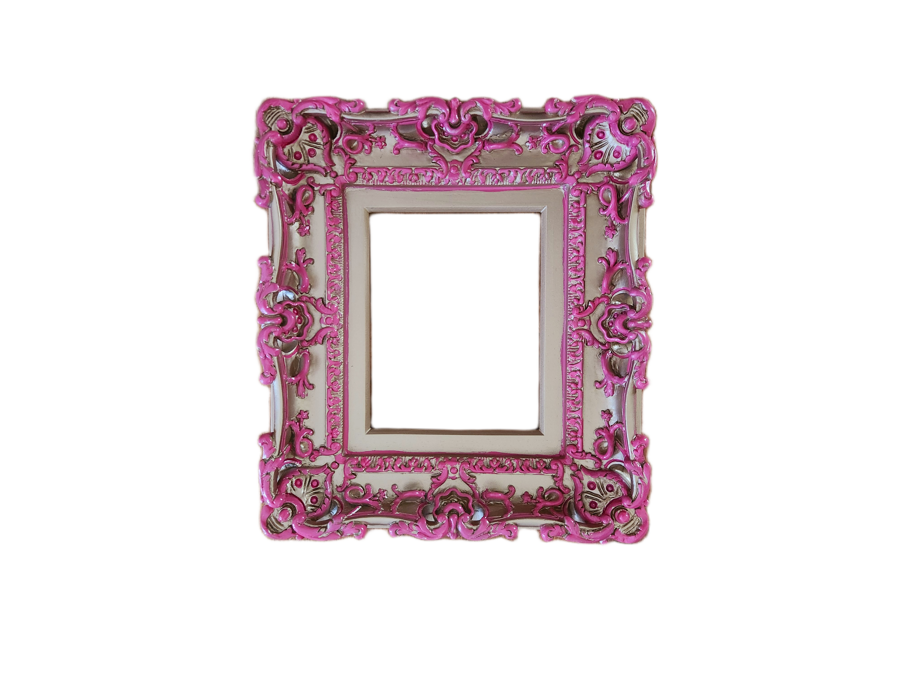 8.5x11 Metallic pink picture frame, baroque baby photo frame, fancy frame, two tones